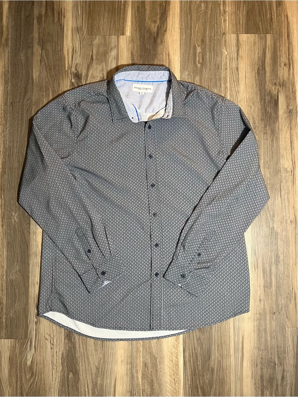 Thomas Sterling London Button Up Shirt Geometric Pattern Men's Size XL